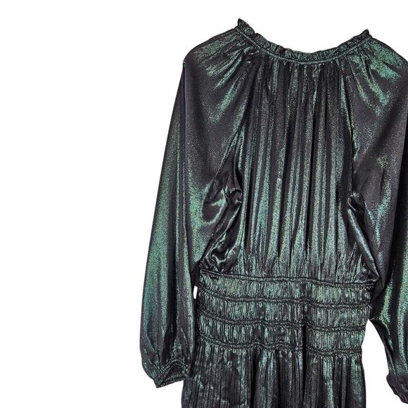 Current Air Womens Metallic Green Long Sleeve Medium Mini Dress Date Night Chic - Picture 11 of 15